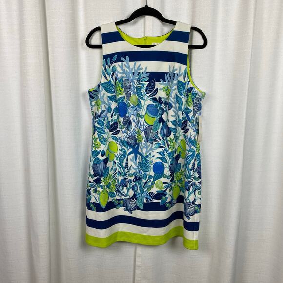 Eliza J Blue Tropical Floral Sheath Dress Sz.14 NWT - Picture 2 of 12